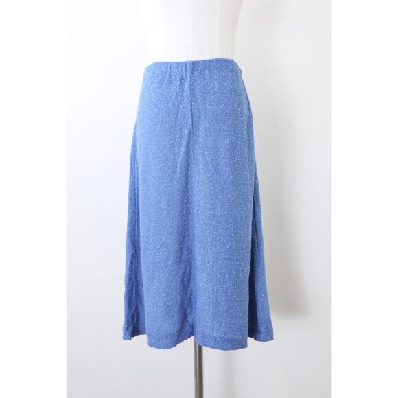 Vintage 1970s It's Pure Gould Nubby Knit Midi Skirt Blue Elastic Waist - Picture 5 of 9